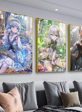 原神装饰画二次元八重神子绫华海报壁画游戏电竞房间挂画网咖墙画
