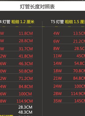 T4灯管长条家用镜前灯老式T5灯管荧光日光灯管三基色细卫生间灯管