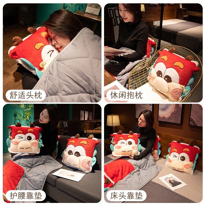2024新年龙年抱枕被两用加厚车载被子抱枕毯子二合一车用汽车毛毯,居家布艺,抱枕被,淘宝优惠券,粉丝福利购,淘宝优惠卷