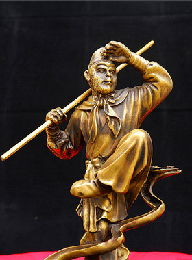 开运纯铜猴子摆件齐天大圣踏云孙悟空 斗战胜佛神像家居工艺品