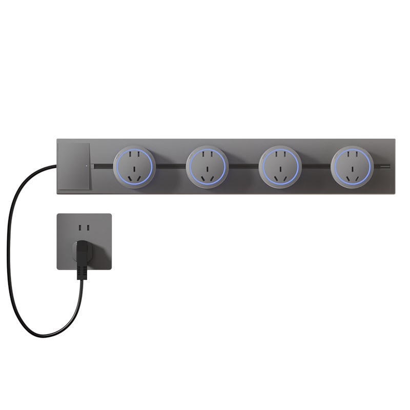 可移动轨道插座接线板排插家用餐边柜厨房导轨滑动插排带线明装5