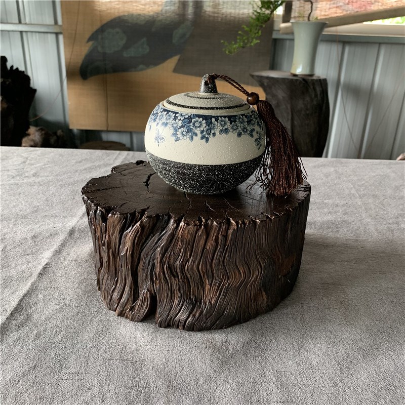 阴沉木厚垫子铁壶玻璃壶垫茶道配件千年乌木创意花盆瓶工艺品底座