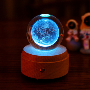 生日礼物水晶球八音盒旋转发光音乐盒女孩儿童十岁生日礼物情人节