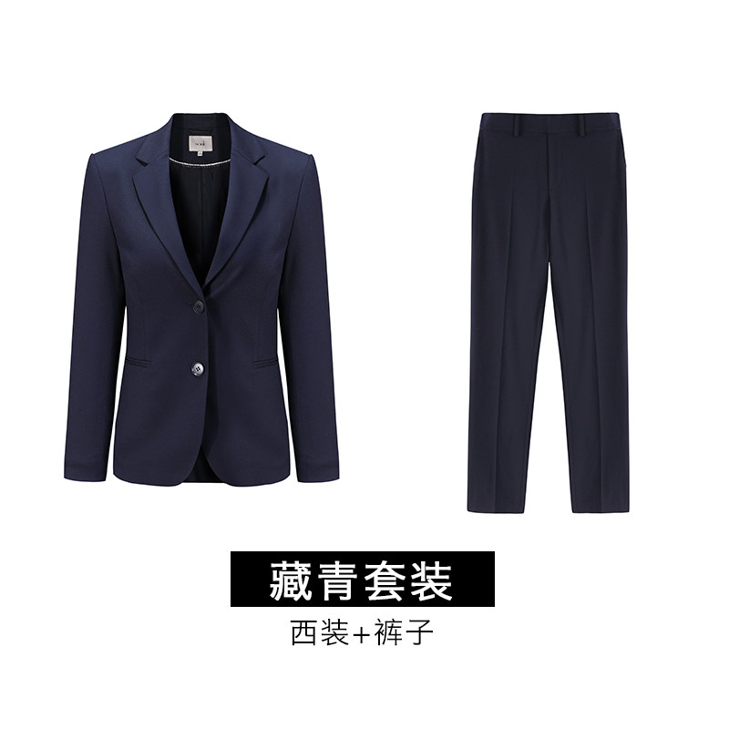 万丽21春新款西装外套装女西服短款黑色修身职业套装女小个子西装