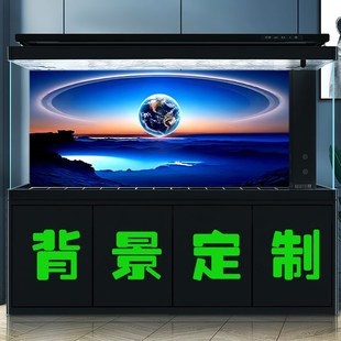 鱼缸贴纸背景画多彩地球3D立体水族箱造景装 饰壁纸高清定制