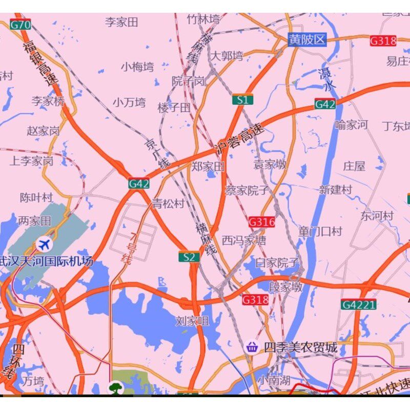 新款武汉市地图贴挂超大巨幅交通书房行政区划图办公室装饰画海报
