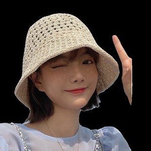 帽子假发一体波波头女锁骨发2024新款光头夏天时尚遮阳镂空帽假发