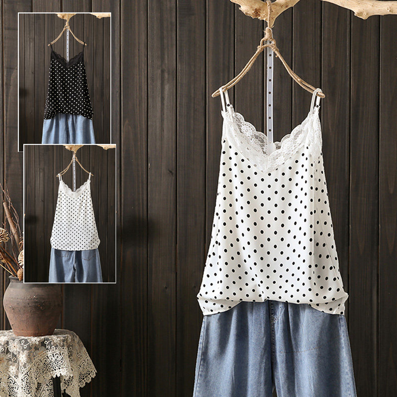 大码200斤夏打底背心女内搭黑色波点蕾丝边吊带时尚休闲百搭内衬