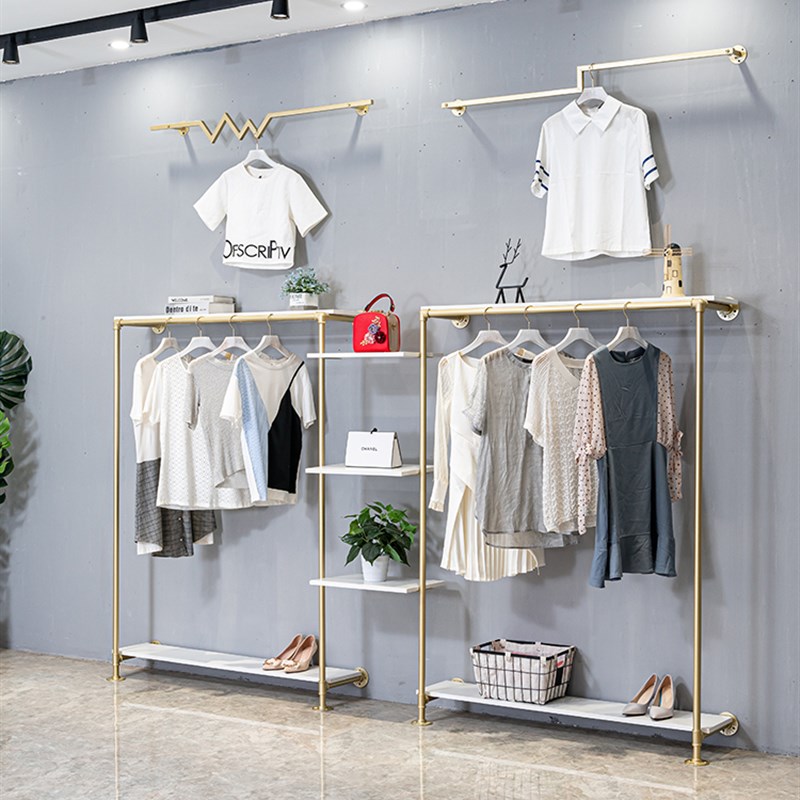 上墙架儿童服装店双层壁挂式创意童装展示架铁艺衣架女装挂衣架子