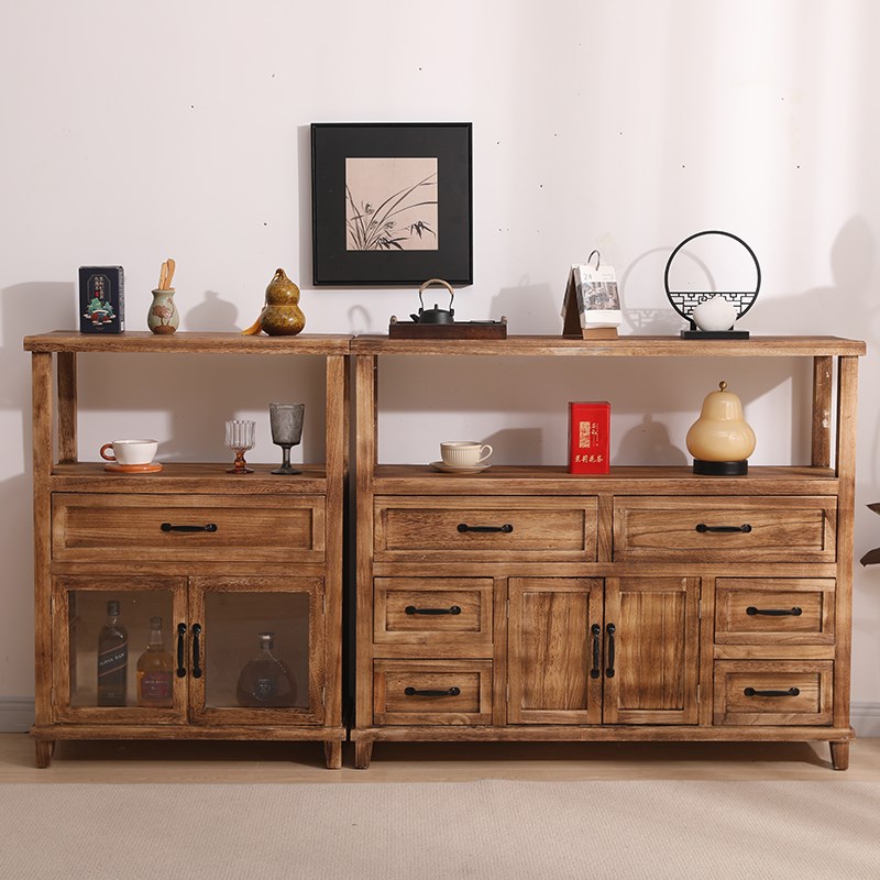 实木餐边柜置物架厨房收纳柜储物柜入户玄关柜中古斗柜客厅茶水柜