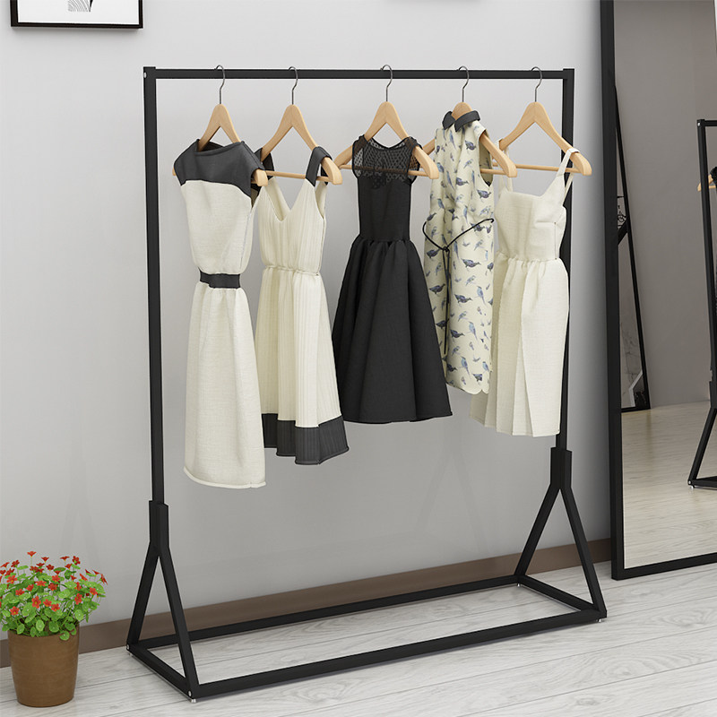 服装店展示架欧式简易侧挂衣架铁艺落地架金色婚纱礼服展架龙门架