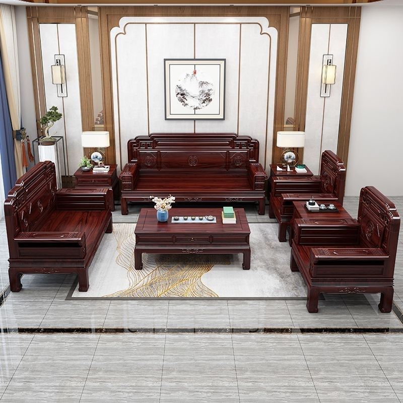 菠萝格实木沙发国色天香红椿木客厅全套家具组合大户型中式大气沙