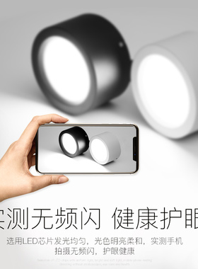明装筒灯led免开孔吸顶式黑壳商用走廊过道玄关灯北欧吊线cob射灯