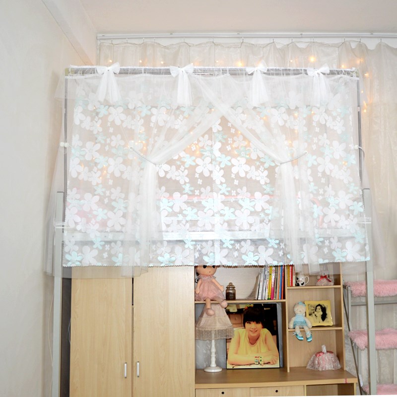 大学生宿舍纱帘蚊帐女生寝室上下铺韩式帐纱少女公主风一体式床幔
