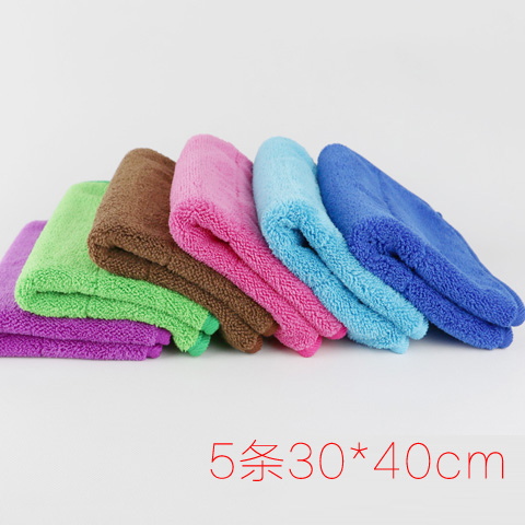 加厚珊瑚绒抹布吸水不掉毛擦地板专用家具桌洗碗布清洁毛巾 5条装