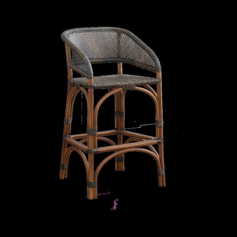 复古藤编吧台椅凳休闲椅卡座高脚椅靠背椅编织茶椅中古民宿侘寂风