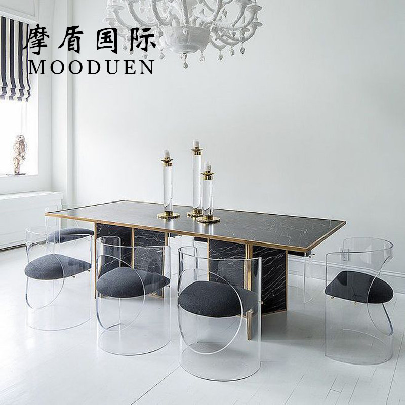 轻奢亚克力餐椅透明梳妆椅家用单人水晶休闲凳会客化妆靠背椅子