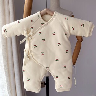 为了许多汉堡包初生婴儿女宝宝加厚夹棉棉衣连身衣爬服外出服套装