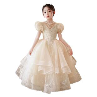 女生女孩礼服公主裙主持人花孩婚礼小女孩蓬蓬纱时尚钢琴演奏服走