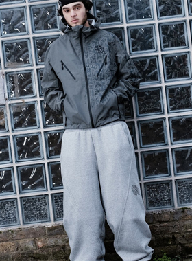 Mertra 秋季新款街头嘻哈男女蝴蝶刺绣灰色基础长裤运动服欧美潮