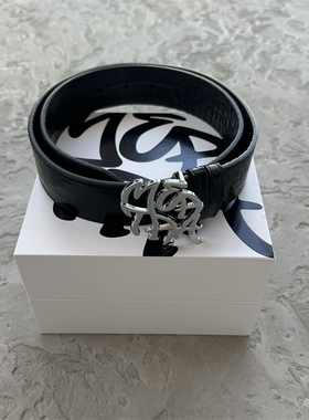 Mertra 新款街头男女款字母印花真皮皮带休闲百搭时尚牛仔裤腰带