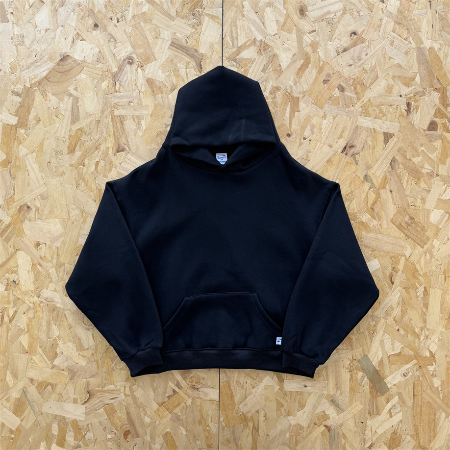 GREY口袋白侧标基础麻灰连帽卫衣