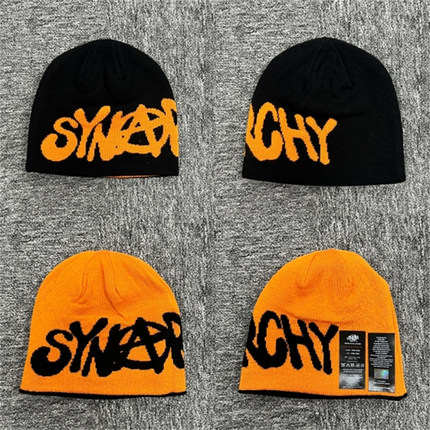 SYNA 秋冬季新款时尚针织帽保暖防寒万圣节橘色羊毛双面无缝冷帽