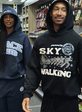 BrokenPlanet 新款美式小众潮牌天空漫步黑色宽松连帽卫衣男女款