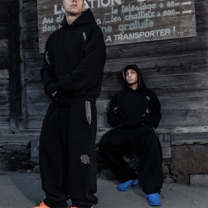 Mertra 秋季新款街头男女款蝙蝠袖印花连帽卫衣长裤套装休闲运动