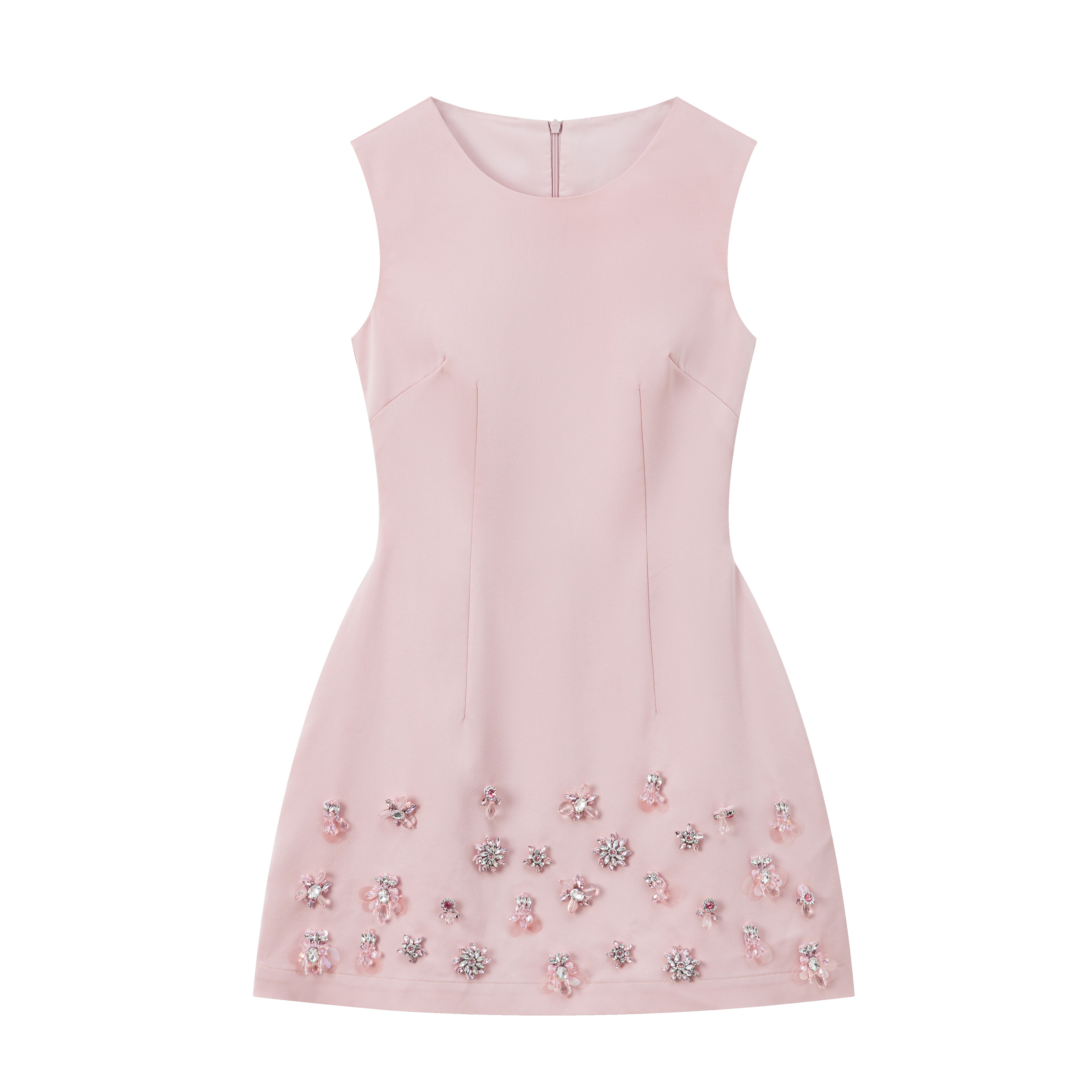 YOUENBB【梦幻心动】夏季新款设计感重工无袖粉色背心收腰连衣裙