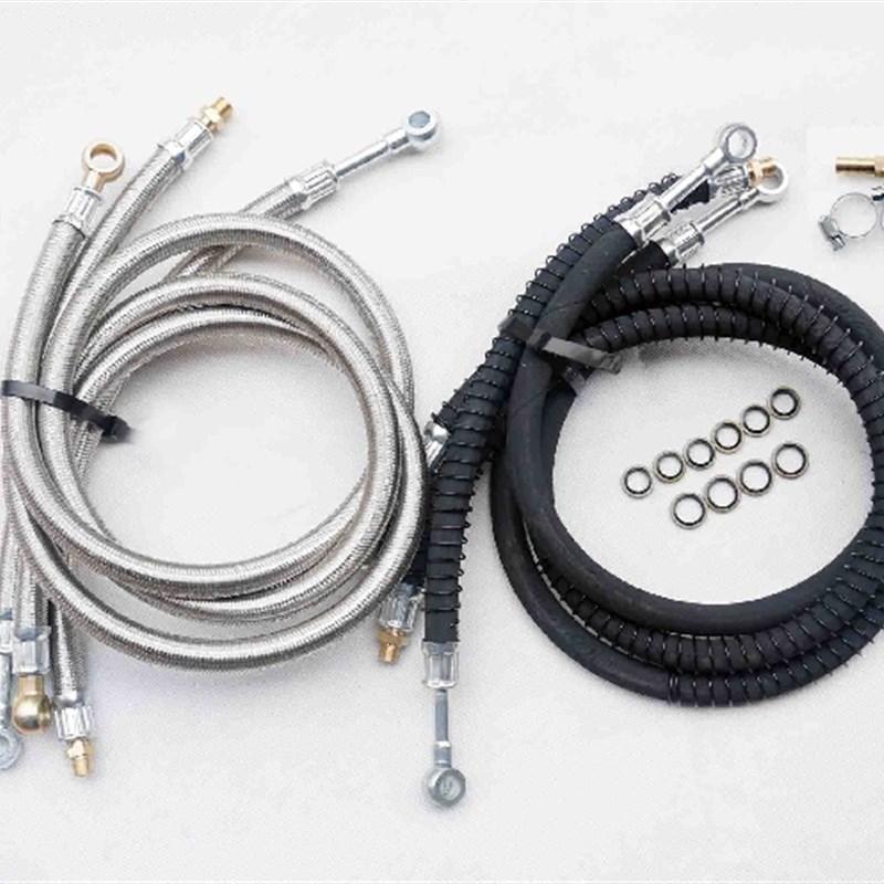 摩托车改装油冷机油散热器冷却器踏板跨骑用整体扣压油管油冷管