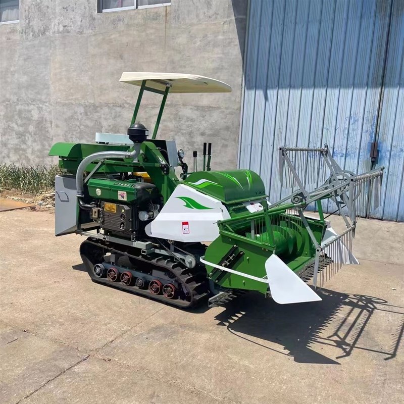 烂泥田履带式水稻收割机 水稻旱稻收割脱粒装袋机 稻谷联合收割机