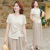 套装 妍影妈妈时尚 夏款 休闲显瘦两件套