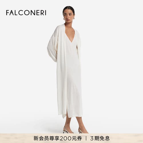 FALCONERI25年新品女士时尚经典简洁优雅羊绒V领吊带长裙DAC250A