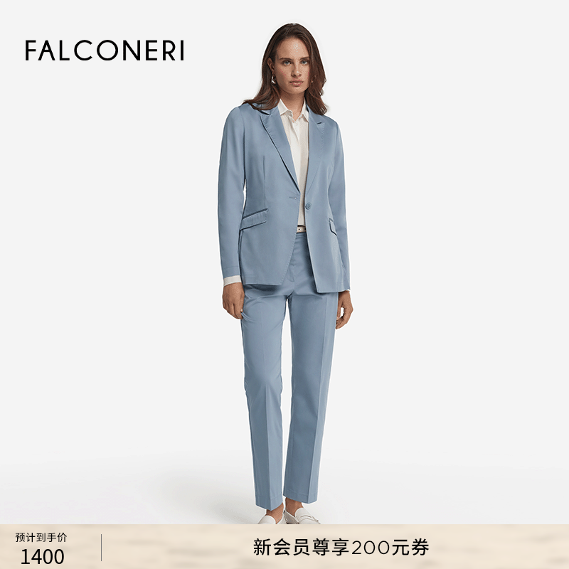 FALCONERI女士时尚意式经典简约通勤翻领宽松单扣西装外套DCL448C