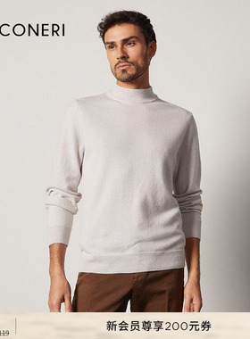 【季末折扣】FALCONERI男士半高领直筒原色山羊绒针织衫UML228X