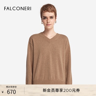 FALCONERI女士時尚 DML428I 休閑寬松v領(lǐng)羅紋山羊絨毛衣針織衫 經(jīng)典