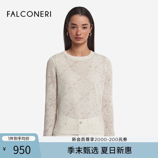 DML490E FALCONERI25年新品 女士亚麻圆领长袖 纹理修身 针织衫