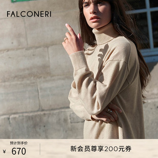 FALCONERI女士經(jīng)典 DMLZ228 垂肩山羊絨針織衫 寬松羅紋領(lǐng)口長袖