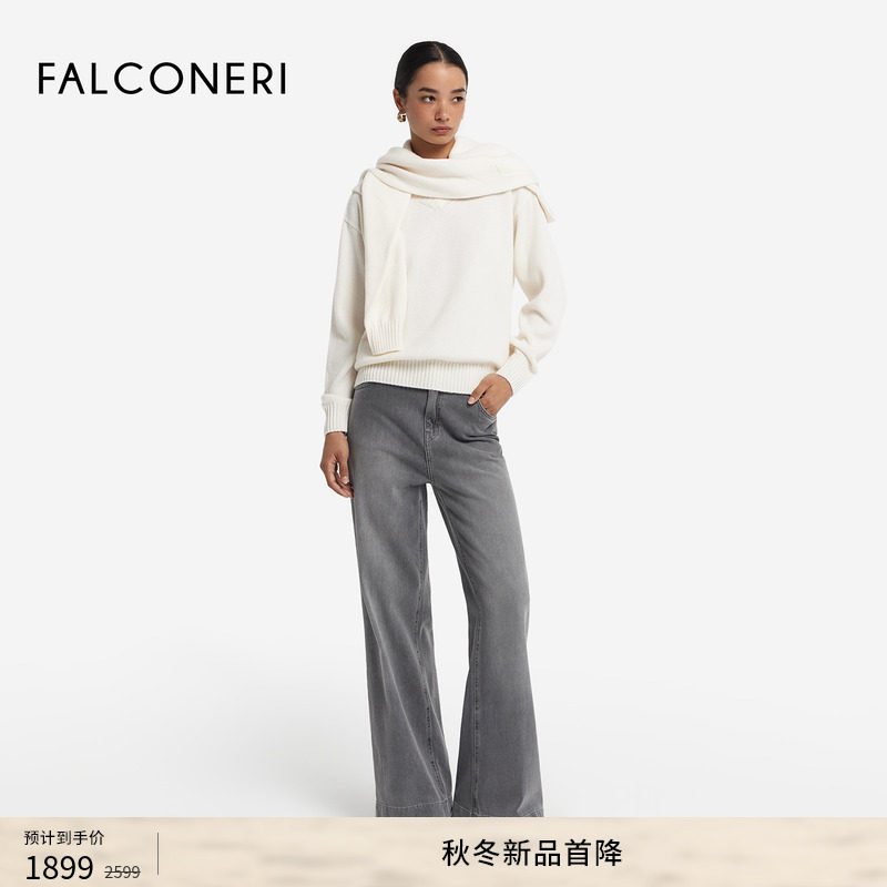 【季末折扣】FALCONERI女士宽松v领罗纹山羊绒毛衣针织衫DML428I,女装/女士精品,羊绒衫,淘宝优惠券,粉丝福利购,淘宝优惠卷