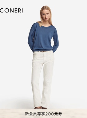 FALCONERI女士桑蚕丝混纺宽松圆领长袖针织衫DML600F