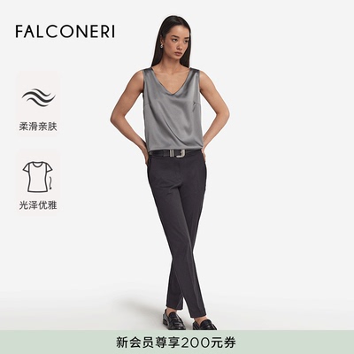 FALCONERI女士混纺V领桑蚕丝背心无袖上衣DMC406X