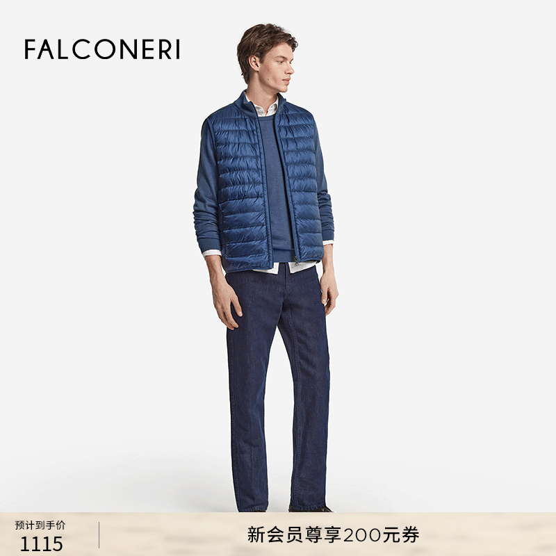 FALCONERI男士经典双面保暖立领羽绒马甲背心含羊绒羽绒服UCC105G