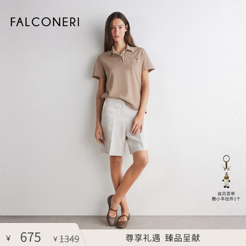 【尊享礼遇】FALCONERI女通勤桑蚕丝混纺短袖T恤polo衫DMM460T