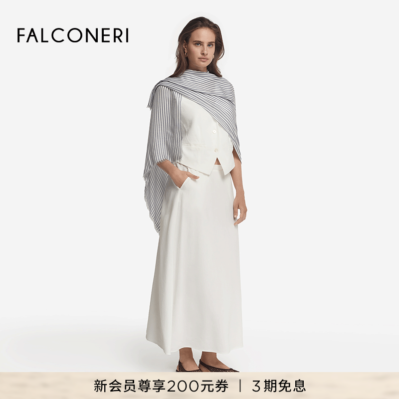 FALCONERI25年新品女士时尚经典莫代尔印花条纹围巾DZ00495