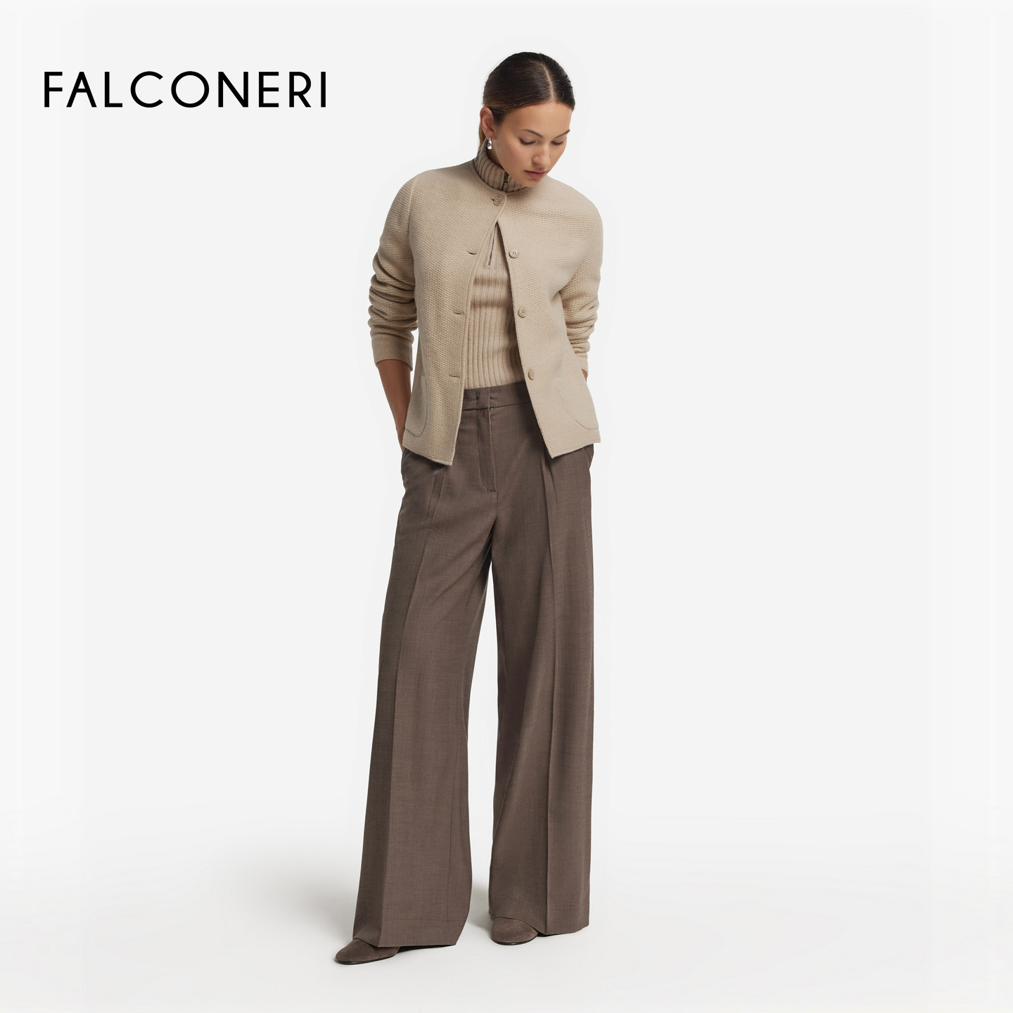 【季末折扣】FALCONERI女士商务圆领针织羊毛西装外套DCL499B,女装/女士精品,短外套,淘宝优惠券,粉丝福利购,淘宝优惠卷