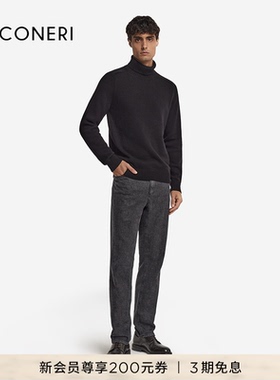 FALCONERI男士休闲长袖毛衣原色新年山羊绒运动高领衫毛衣UML428B