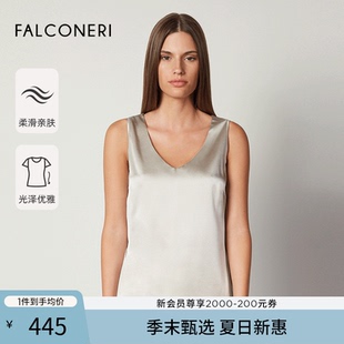 休闲舒适混纺V领桑蚕丝背心无袖 FALCONERI女士时尚 上衣DMC406X