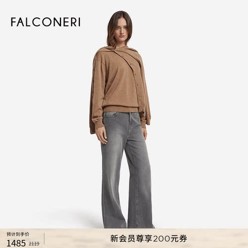FALCONERI女士时尚经典百搭通勤长袖船领山羊绒毛衣针织衫DMLJ228