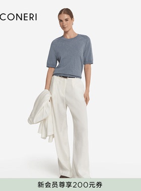 FALCONERI女士时尚意式简约圆领纯棉短袖T恤DMM490E